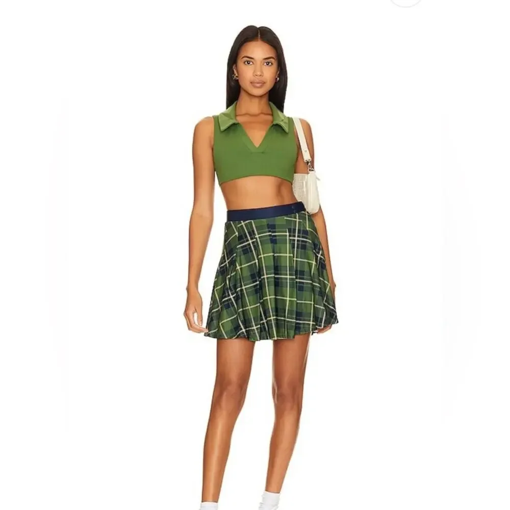Weworewhat Revolve NWT Plaid Court Green Tennis Skort.